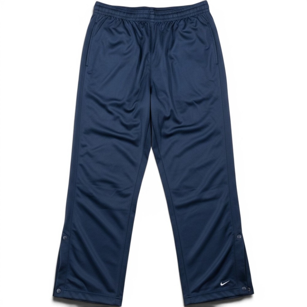 Vintage Nike Track Pants Mens XL Navy Blue Tearaway Snap Button Basketball Satin